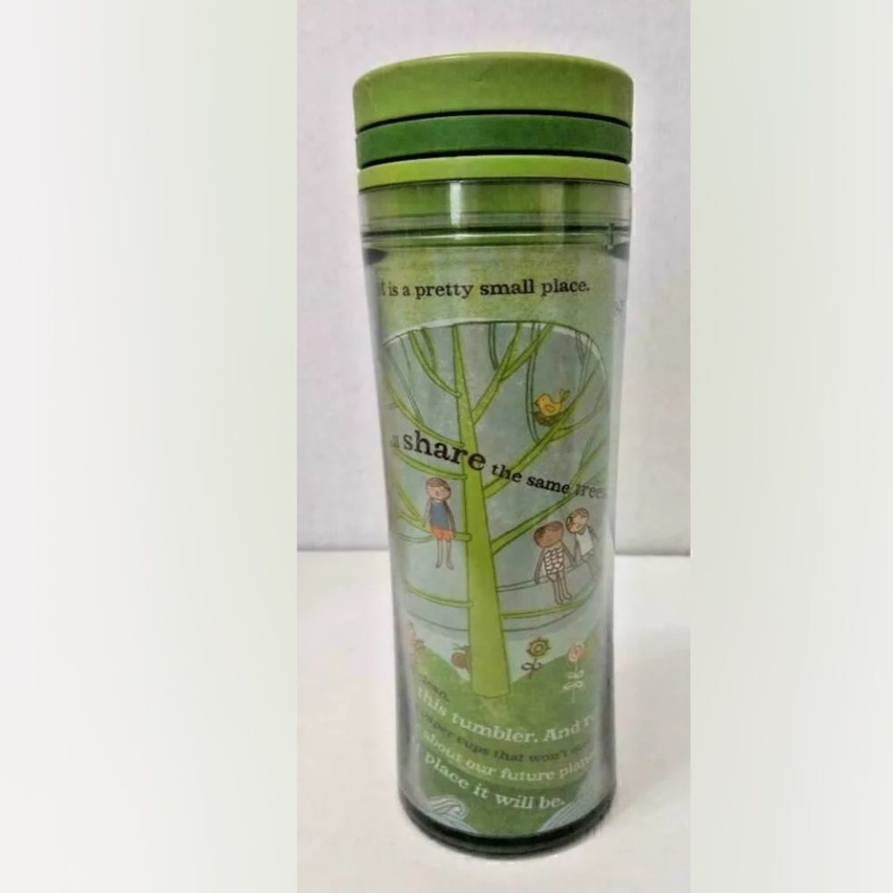 2008 Starbucks Green Recycled Tumbler Save the Planet 8oz Twist Top